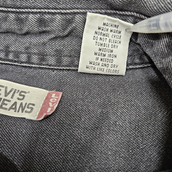 Levi’s Black Denim Western Shirt Men’s Large Snap Faded Wash - Picture 3 of 7